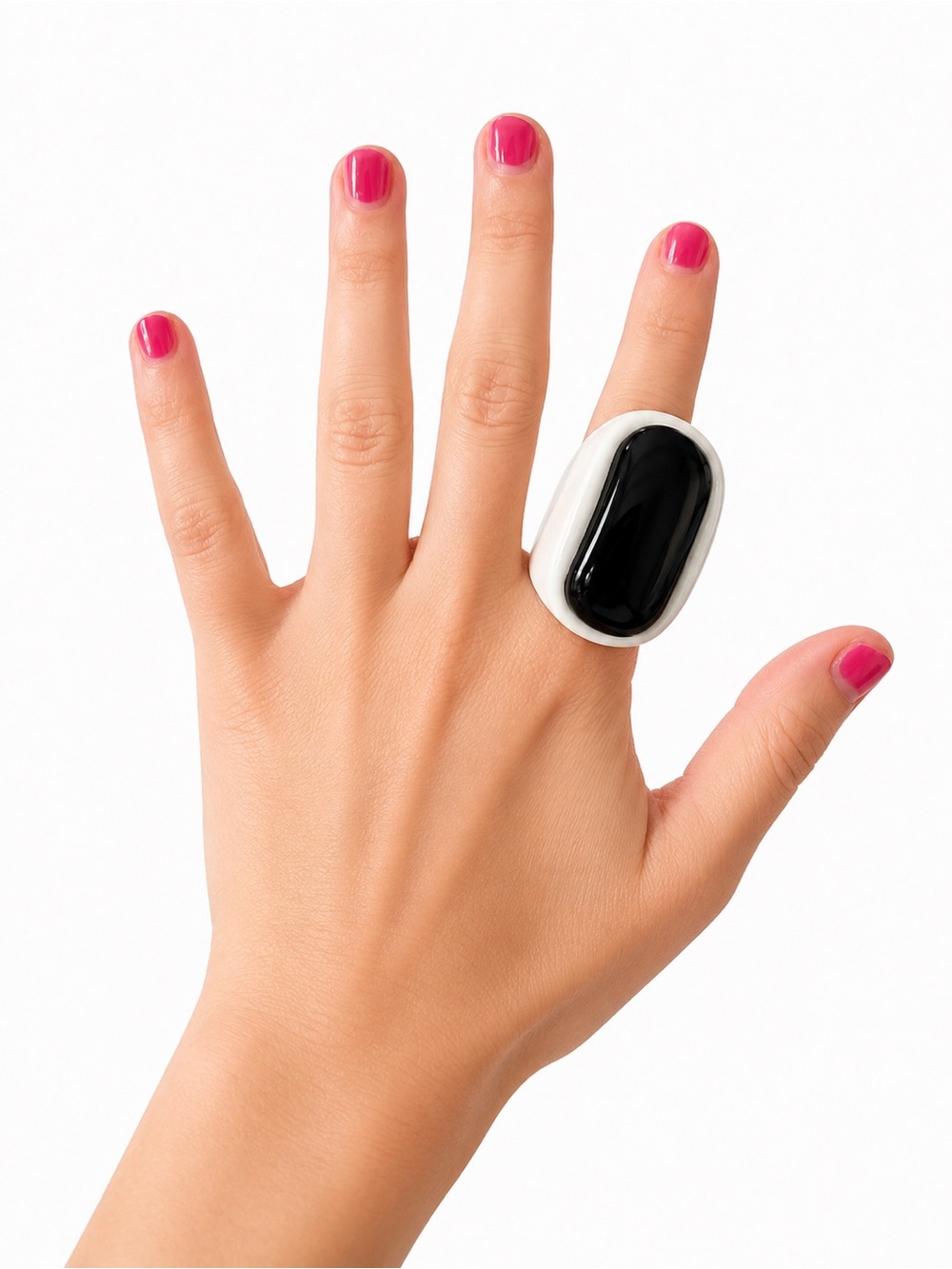 Statement Black & White Acrylic Ring Oversized Mod Style Fashion Ring
